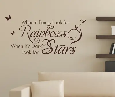 £4.80 • Buy When It Rains Look For Rainbows Wall Quotes Wall Stickers UK 82