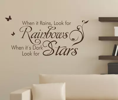 £4.80 • Buy When It Rains Look For Rainbows Wall Quotes Wall Stickers UK 82