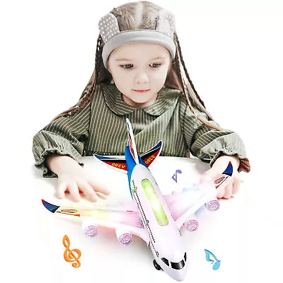 Bump & Go Aeroplane Flashing Led Light Music Toy Airbus Plane Kid Toys  • $16.18