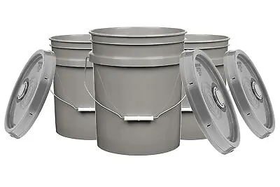 5 Gallon Food Grade Buckets BPA Free With Lids Pails 90mil (Pack Of 3) • $49.97