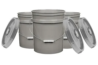 5 Gallon Food Grade Buckets BPA Free With Lids Pails 90mil (Pack Of 4) USA Made • $54