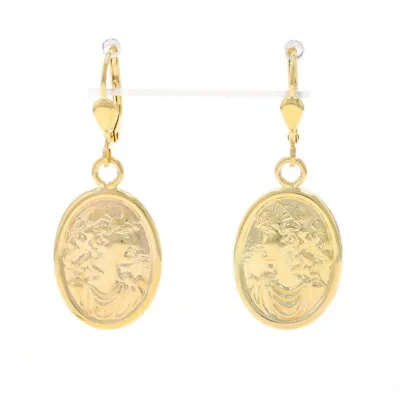 Milor Classical Silhouette Dangle Earrings - Yellow Gold 14k Oval Pierced • $199.99
