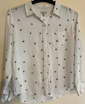 NWT Rails Kate Long Sleeve Shirt Women’s Large Button Down White Silk Many Stars • $35.59