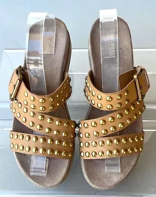 Michael Kors ANSEL Tan Leather Studded Sandal Sz 8M • $39.95