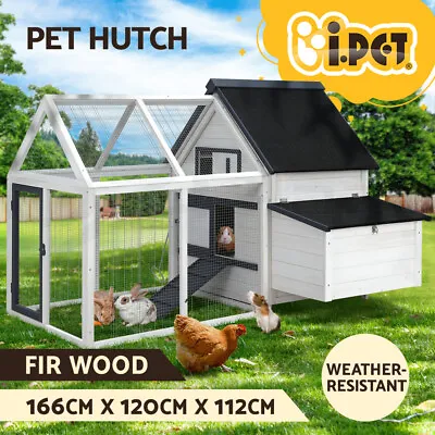 I.Pet Chicken Coop Rabbit Hutch Large House Run Cage XL Pet Hutch Bunny Wooden • $289.95