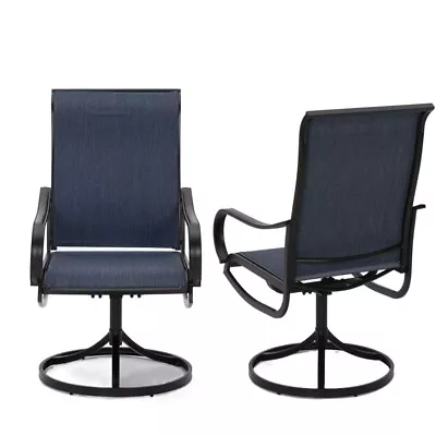 PHI VILLA  Patio Dining Chairs Textilene Outdoor High Back Swivel Rocker Set • $199.99