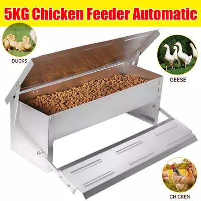 5KG Chicken Feeder Automatic Poultry Self Opening Treadle Waterproof Outdoor UK • £23.50