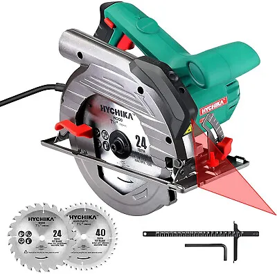 £46.99 • Buy HYCHIKA 1500W Hand-Held Electric Circular Saw Laser Miter Saw 2 Blades 24T+40T