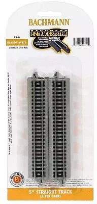 BACHMANN N SCALE E-Z TRACK 5 INCH STRAIGHT PACK (6) PC Nickel Silver NS BAC44811 • $15.99