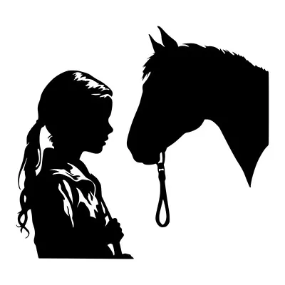 Horse And Girl Head Vinyl Decal Sticker Art Wall Home Decor Various Colours • £2.45