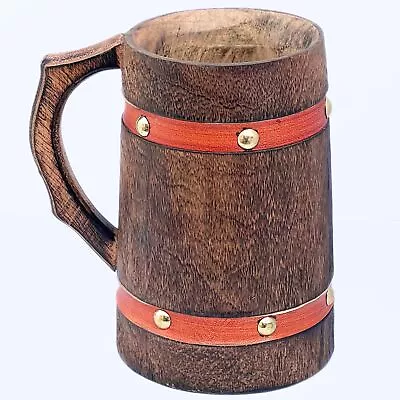 Handcrafted Wooden Tankard Mug Drinking Beer Coffee Tea Stein Rustic Knitted ... • $57.51