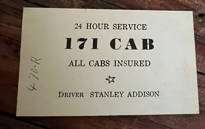 Vintage Taxi Cab Driver Business Card - 171 Cab • $24