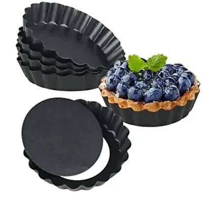 6 Packs Mini Tart Pan 4 Inch With Removable Bottom For Baking Nonstick • $14