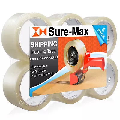 6 Rolls Clear Box Sealing Packing Tape Shipping - 2 Mil 2  X 55 Yards (165') • $15.99