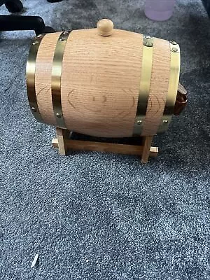 Oak Timber Wine Barrel Beer Whiskey Rum Dispenser Wooden Keg With Small Tap 3L • £15