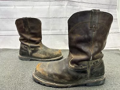 Justin Leather Waterproof Met Guard Comp Toe Boots WK4630 Brown Men's US Sz 11.5 • $59.01
