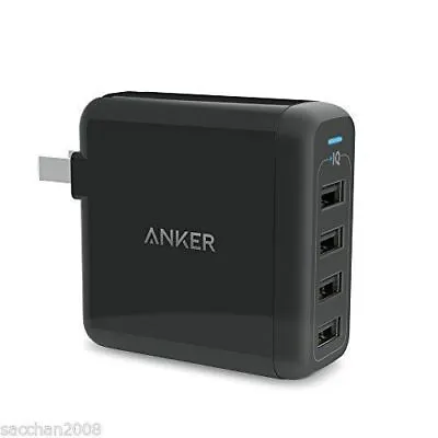 $93.29 • Buy Anker PowerPort 4 40W 4-port USB Fast Charger Fold-down Plug Mounted Black New