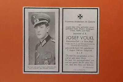 £28 • Buy WW2 German Death Card Officer Lieutenant & Comp Commander 1943 Bjelgorod Russia