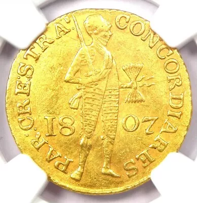 1807 Netherlands Utrecht Gold Ducat Coin (1D) - Certified NGC AU Detail • $688.75