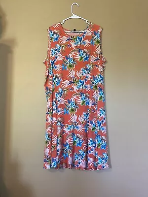 Womens N Touch Dress 2X Orange Floral Print • £13.49