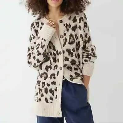 J Crew BJ572 NWT Woman's XL Over-Sized Cardigan Sweater Jacket In Leopard Print • $69.99