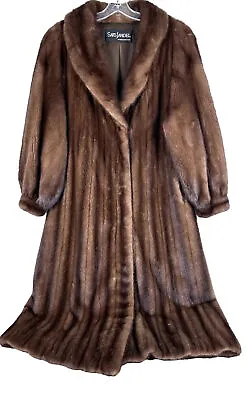 Vintage Saks-Jandel Mink With Sable Fur Collar Full Length Coat Size 8  • £1108.34