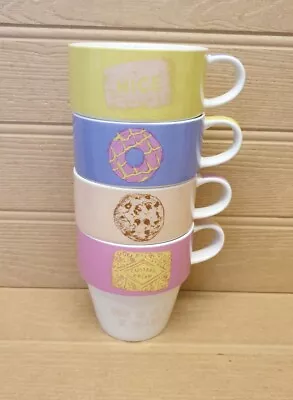 £11 • Buy Set Of 4 Next Stackable Mugs - Biscuit Print - Lovely Condition 