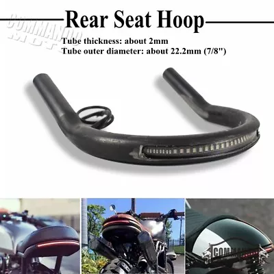 Motorcycle Rear Seat Hoop 7/8  Flat Tracker End Frame Loop LED Tail Turn Light • $42.98