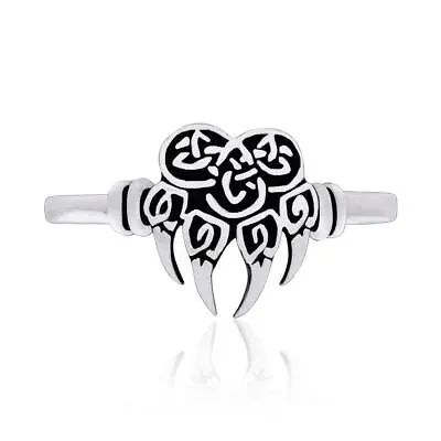 925 Sterling Silver Viking Print Bear Paw Claw Warding Veles Womens Ring • $29.95