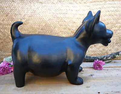 XL Size Colima Dog Xoloitzcuintle Burnished Black Pottery Handmade Oaxaca Mexico • $185