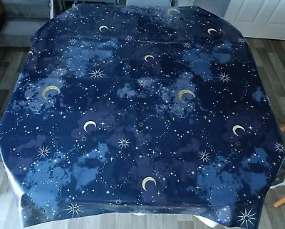 Dunelm Wipe Clean Tablecloth ~ 149 Cm X 130 Cm ~ Magical Starry Night Blue PVC • £10