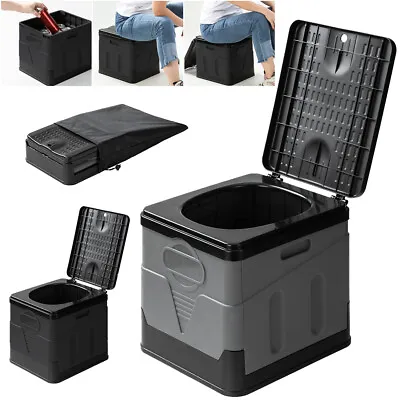 Portable Outdoor Folding Toilet Car Toilet Bucket For Camping Hiking Trips Beach • £23.99