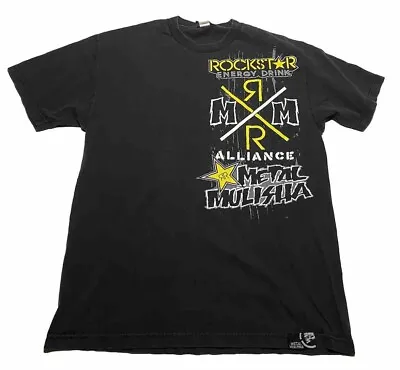 Metal Mulisha Rockstar T Shirt Size L Skull Cyber Y2K Motorcross Grunge AG8 • $35