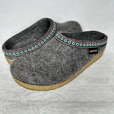 Unisex Haflinger Grizzly Gray Wool Slip-On Clog Slippers Size EUR 40 US M7.5/W 9 • £72.37