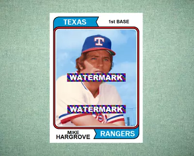 Mike Hargrove Texas Rangers 1974 Style Custom Baseball Art Card • $5.88