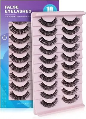 False Eyelashes Russian Volume Strip Wispy D Curl Natural Look 3D Effect 10Pairs • £4.99