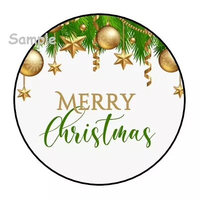 30 Merry Christmas Envelope Seals Labels Stickers 1.5  Round Favors Gifts • $2.64