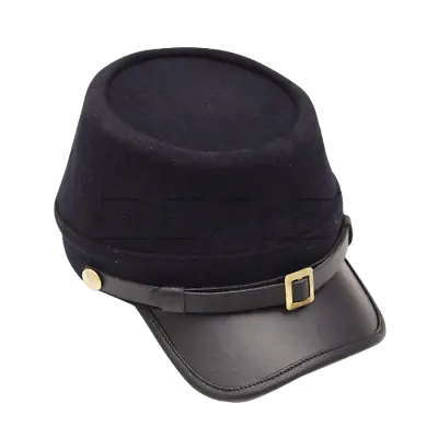 Civil War Confederate Navy Curved Leather Peak Kepi Plain Kepi Hat All Sizes! • $54.99