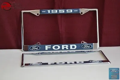 1959 Ford Car Pick Up Truck Front Rear License Plate Holder Chrome Frames New • $31.60
