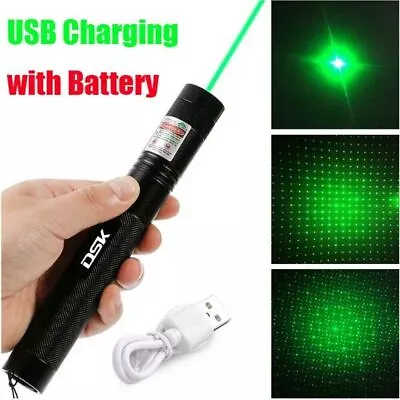 USB 990 Miles Strong Beam Green Torch Laser Pointer Pen Rechargeable 532nm 1PC • $18.15