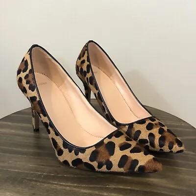 J.Crew  Elsie Pumps Heels In Leopard Calf Hair Size Sz 7 Made In Italy • $40