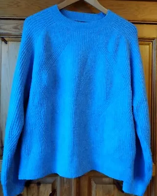 M&s Ladies Blue Oversized Chunky Knit Jumper Size M 12 14 Worn Once  • £4.99