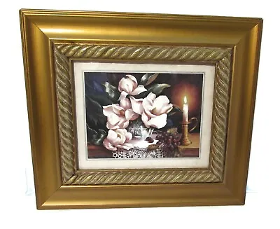 Peggy Thatch Sibley Magnolia Flower Picture Grapes Stilllife Matted Framed 15x13 • $29.58