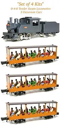 N Scale Aru-Model 0-4-0 Tender Steam Locomotive & 3 Excursion Cars Set Of 4 Kits • $319.99