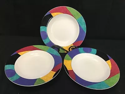 Mikasa  CURRENTS  Pattern #M5105 ~ Set Of 3 ~ Soup Bowls  ~ 8 5/8  • $31.99