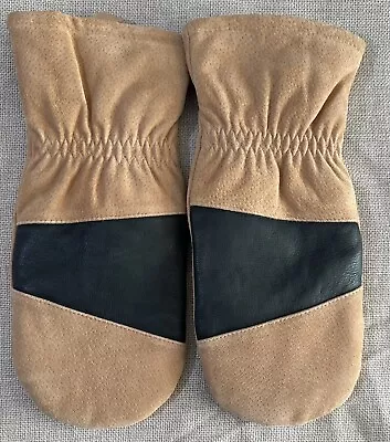 Men's Mixed Leather Dress Pig Suede Mittens - Goodfellow & Co™ Tan (M/L) • $13