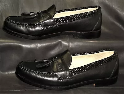 Allen Edmonds Maxfield Men's Black Woven Leather Trim Tassel Loafer's Sz 8 1/2D • $79.99