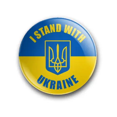 I Stand With Ukraine 25mm/1 Inch Badges X1 X12 X20 - Button NATO Putin War Flag • £0.99