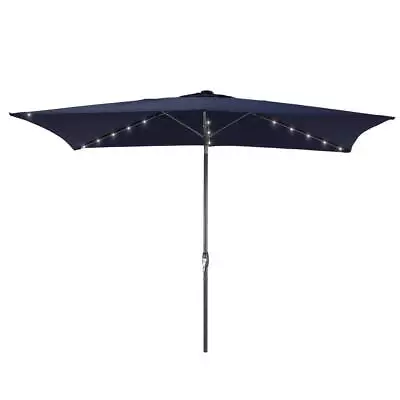 JOYESERY Market Umbrella 6ft.x9ft. Solar LED W/Tilt Rectangular In Navy Blue • $70.60