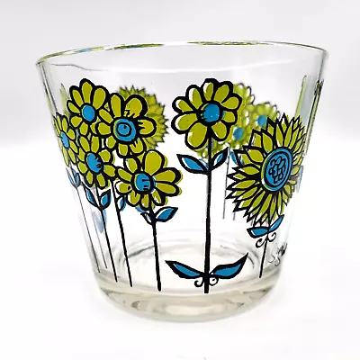 Flower Power Ice Bucket Glass Bowl Vintage Mid Century 60s Starlyte Daisy Floral • $43.88